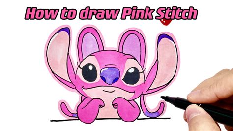 How to Draw Pink Stitch with Colorful Markers | Lilo & Stitch - Easy ...