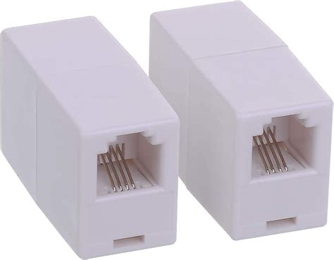 2pack White RJ11 6P4C Phone Line Coupler Inline Couplers Modular Female