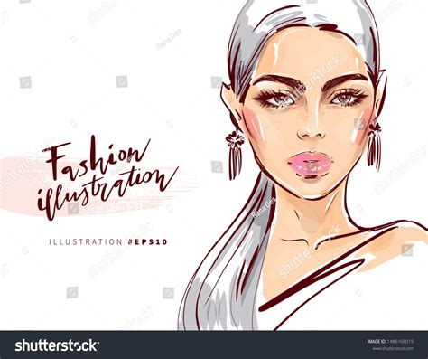 Hand Drawn Beautiful Young Woman Face Stock Vector Royalty Free