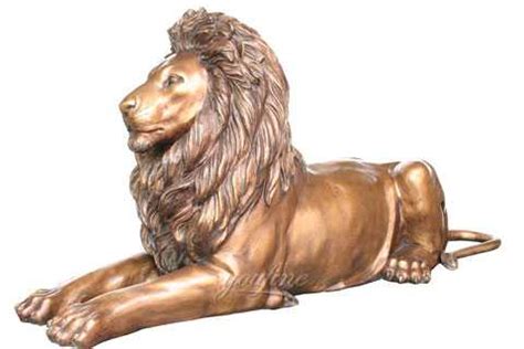 Bronze Lion Statue Lying Down Outside House Decor Bok Youfine