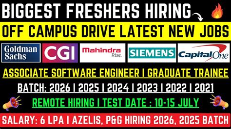 CGI GS Siemens Capital One Mahindra P G Direct Test Hiring