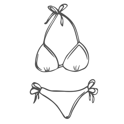 Doodle Beach Bikini Sketch In Vector Summer Swimwear Icon Isolated Vector Art At Vecteezy