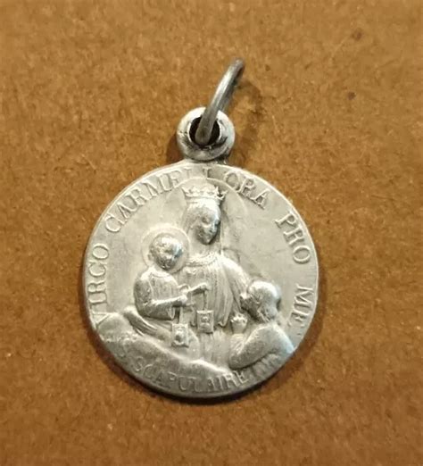 RARE MÉDAILLE RELIGIEUSE Ancienne Vierge Scapulaire Jésus Sacré Cœur