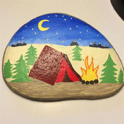 ⛺️🏕finished Camping Rock⛺️🏕 Truckeerocks Rockpainting Rockpaintings