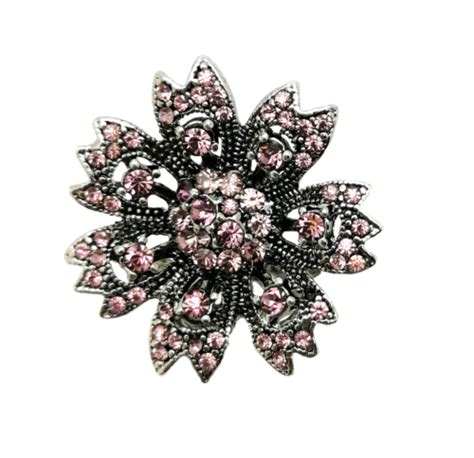 Mauve Pink Rhinestone Button Charm For Noosa Ginger Snaps Etc Jewelry