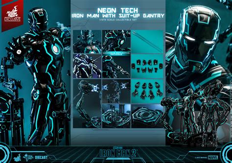 Hot Toys MMS D Iron Man Neon Tech Iron Man With Suit Up Gantry Hot Toys Complete