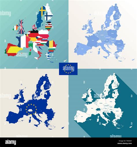 European Union Maps Vector Set Stock Vector Image Art Alamy