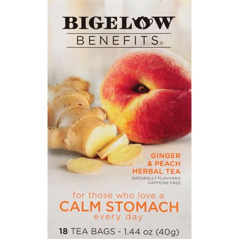 Bigelow Benefits Ginger Peach Herbal Tea Bags 18 Ct