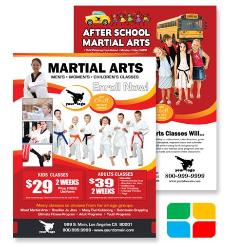 Martial Arts Flyers Business Cards Brochures Door Hangers Postcards