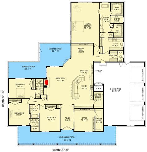 Bedroom House Plans With Open Floor Plan