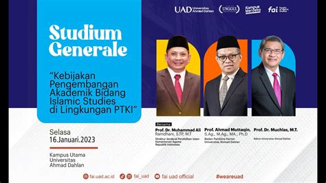 Studium Generale Bersama Prof Dr Muhammad Ali Ramdhani S TP M T