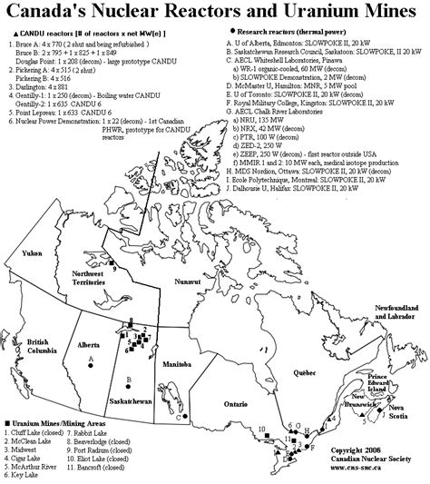 Nuclear Power Plants In Canada Map