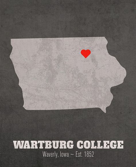 Wartburg College Waverly Iowa Founded Date Heart Map Mixed Media By