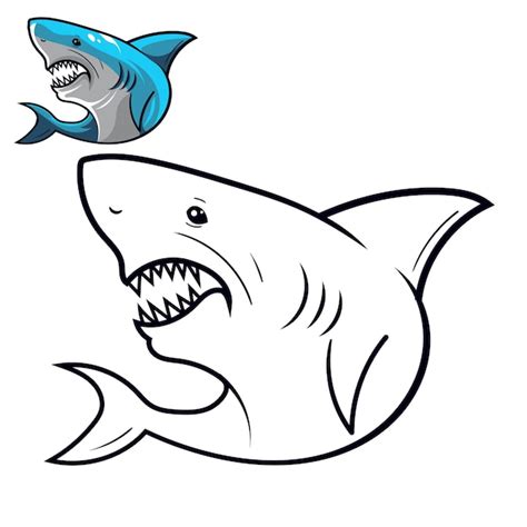 Premium Vector | Shark coloring page for simple design or coloring ...