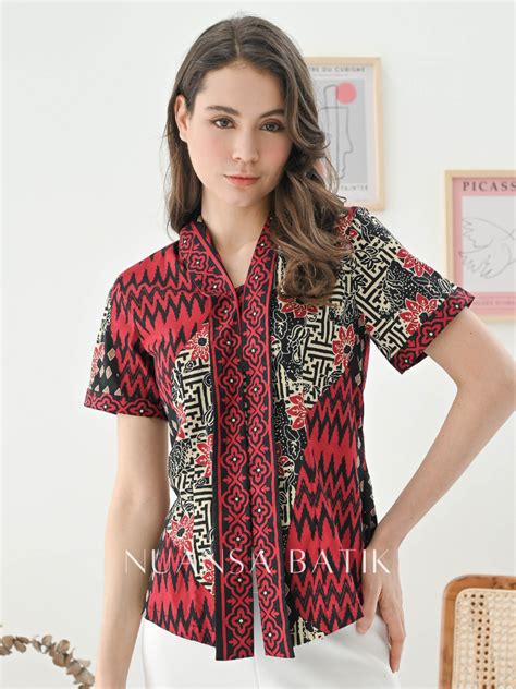 Jual Nuansa Batik Blouse Batik Model Kutu Baru Lengan Pendek Bahan