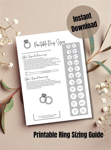 Find My Ring Size Guide Instant Download Sizing Tool Printable Ring ...