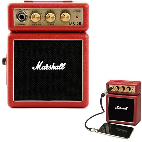 Marshall Ms 2r Red Portable Micro Amplifier Amp Speaker For Guitar