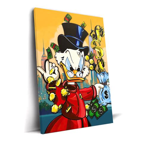 Scrooge McDuck Money Art Canvas Alec Monopoly Office Decor Modern