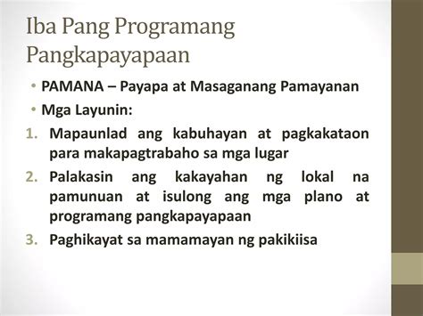 Mga Programang Pangkapayapaan Ppt