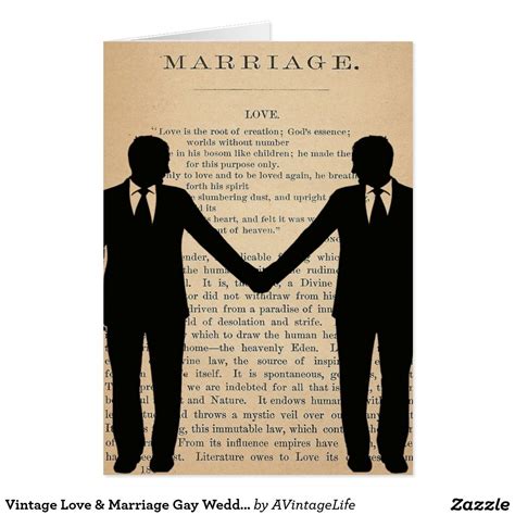 Vintage Love And Marriage Gay Wedding Longfellow Card Lgbtq Wedding Same