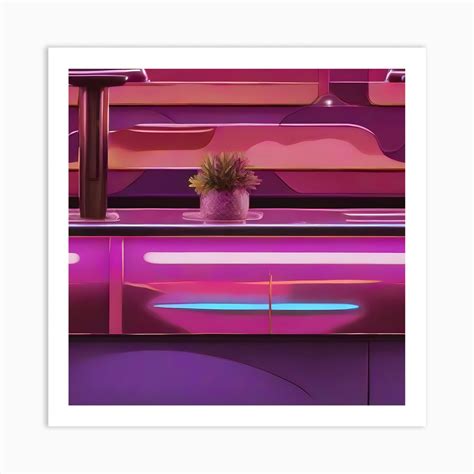 Neon Bar Counter Art Print by WizardAI - Fy