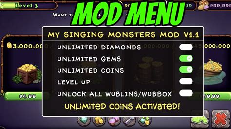 My Singing Monsters MOD APK New Mod Menu With Unlimited Coins Gems