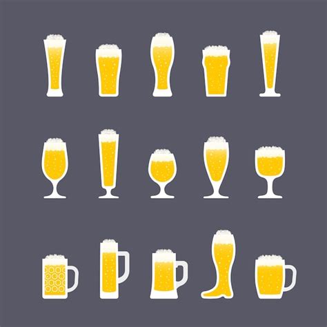 Premium Vector Beer Icons Set In Flat Style Bottles And Glasses Icon Set In Flat Style