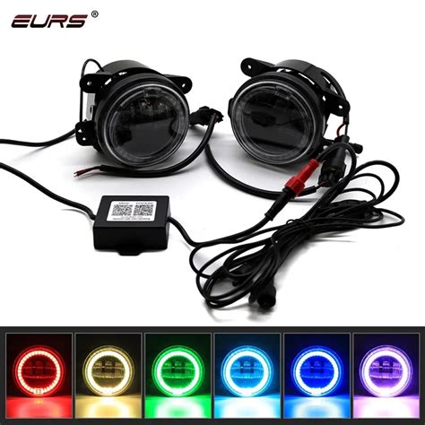 Eurs Phares Antibrouillard Ronds Led Pour Voiture Pi Ces Pouces Rgb