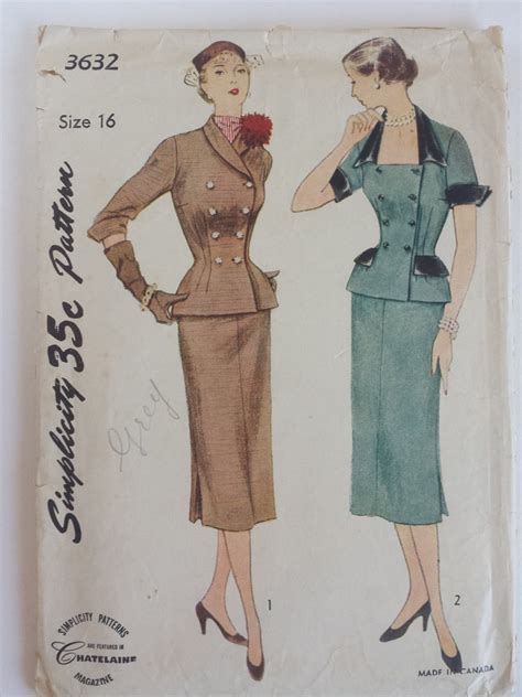 1950s Simplicity Vintage Sewing Pattern 3632 Ca 1951 Etsy Canada