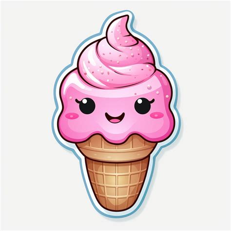 Cute Pink Ice Cream Cone Vinyl Sticker Laptop Sticker Water Bottle Sticker Waterproof