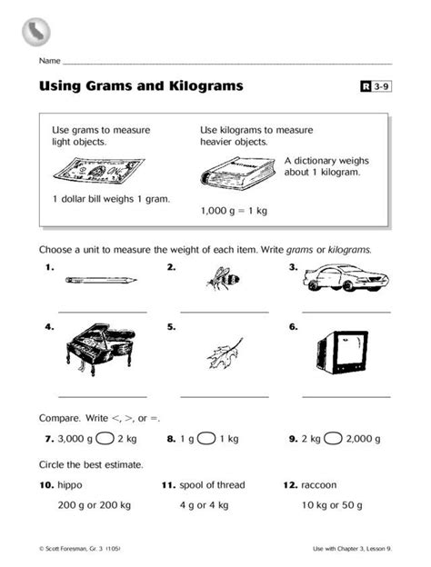 Converting Grams To Kilograms Worksheet