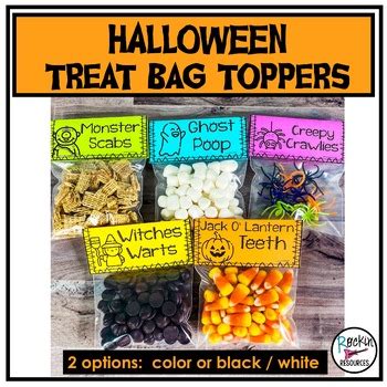 Halloween Treat Bag Labels HALLOWEEN SNACK TOPPERS By Rockin Resources