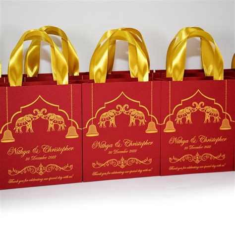 Elegant Indian Wedding Favor Bags Burgundy Gold Etsy