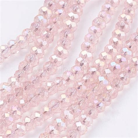 Mm Rose Nacr Rondelle Verre Perles X Egla R Mm Perles En