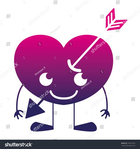 Silhouette Smile Heart Arrow Kawaii Arms Stock Vector Royalty Free