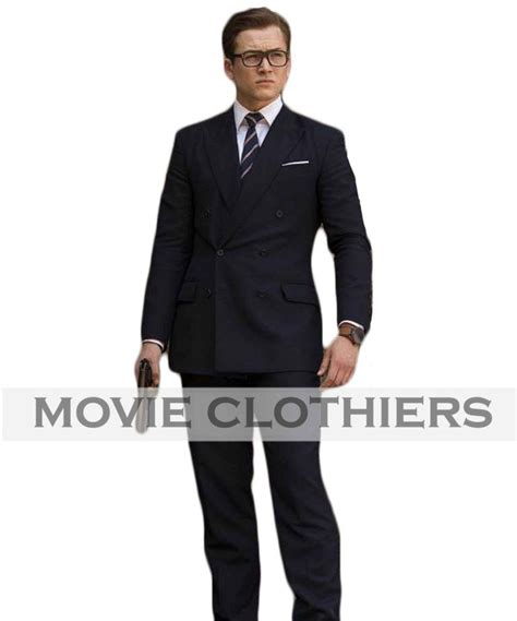 Charcoal Double Breasted Taron Egerton Kingsman Suit Kingsman