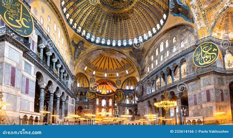 Panorama of Interior Inside Hagia Sophia Editorial Photo - Image of byzantine, historic: 233614166