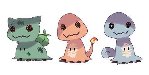 Mimikyu Bulbasaur Squirtle And Charmander Pokemon Drawn By Yayster