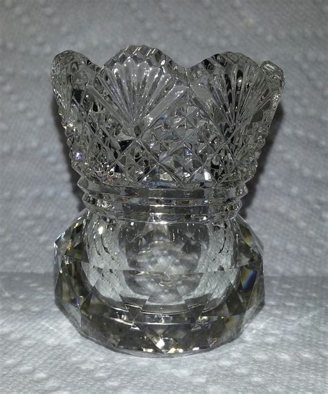 American Brilliant Cut Glass Toothpick Holder Fan And Diamond Pattern