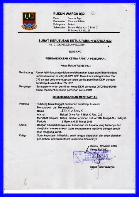 Contoh Sk Pengurus Dkm Masjid Contoh Surat Sk Remaja Mesjid Contoh