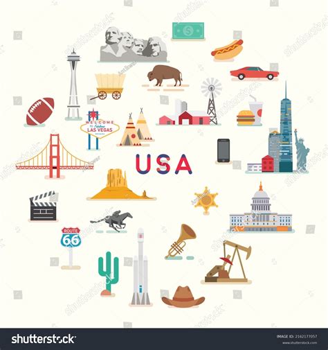 Usa Famous Places Landmarks Stock Vector (Royalty Free) 2162177057 ...