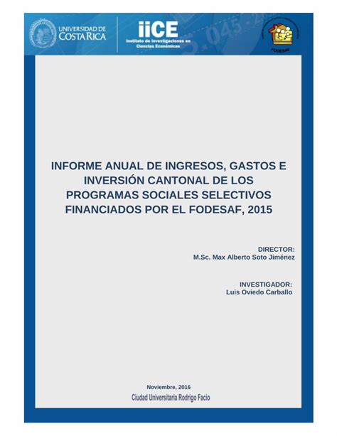 Pdf Informe Anual De Ingresos Gastos E Inversi N Las Fuentes De