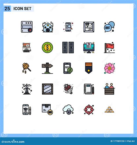 Set Of 25 Modern UI Icons Symbols Signs For Screen Dialogue Mobile