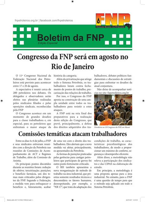 Pdf Boletim Da Fnp Hist Ria Da Categoria Al M Da Privatiza O Que