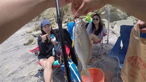 Yellowfin Croaker Surf Fishing San Elijo State Beach San Diego Youtube