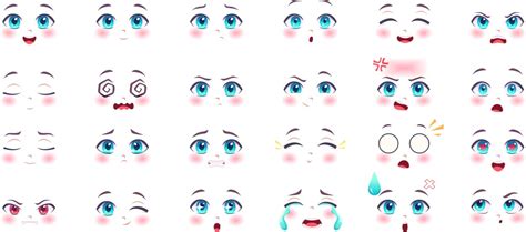 Manga expression anime girl facial expressions Vector Image