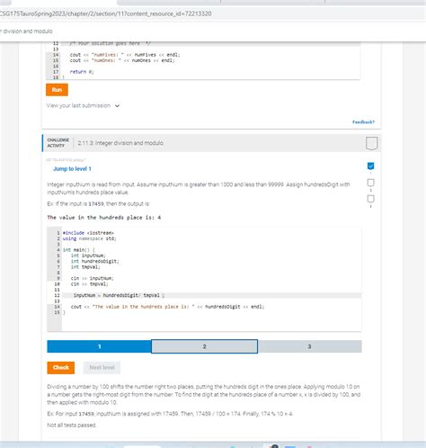 Solved 2 11 3 Integer Division And Modulo Integer Chegg