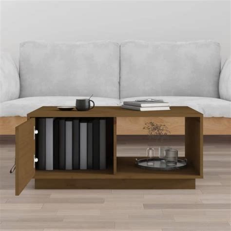 HUA Tables Table Basse Marron Miel 80x50x35 5 Cm Bois Massif De Pin