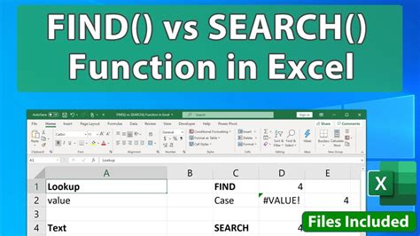 Find Vs Search Function In Excel Youtube