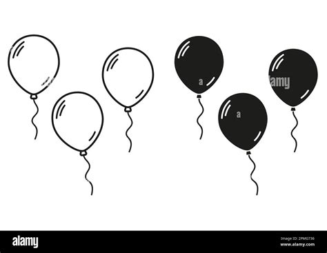 Blanco Y Negro Globos Icono Dise O Plano Vector Imagen Vector De Stock